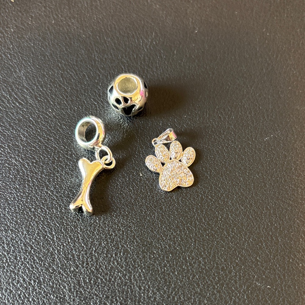 Silver Dog Charm Set